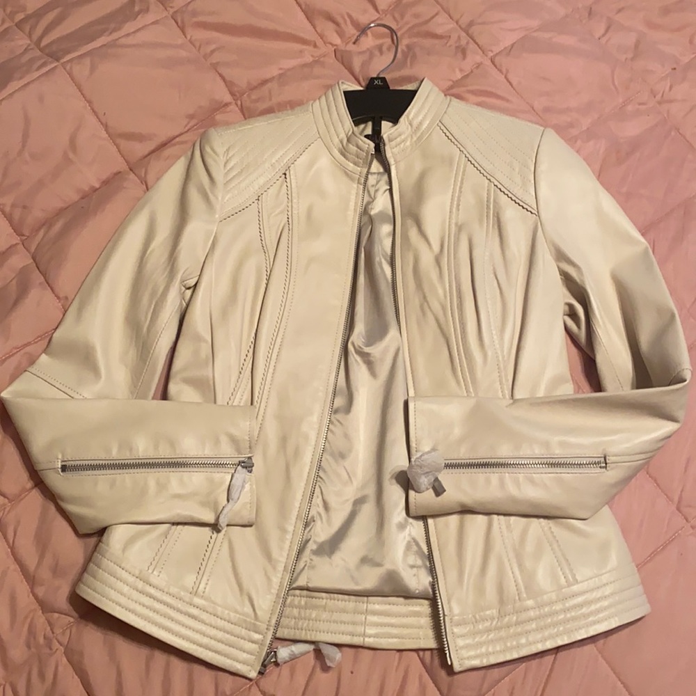 Creme colored leather jacket